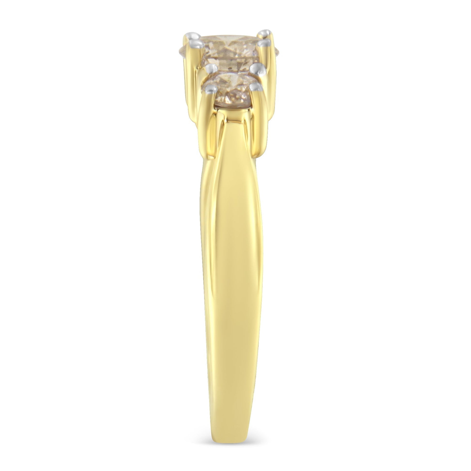 10K Yellow Gold Three Stone Diamond Band Ring (1.00 cttw, J-K Color, I2-I3 Clarity) Bids.com