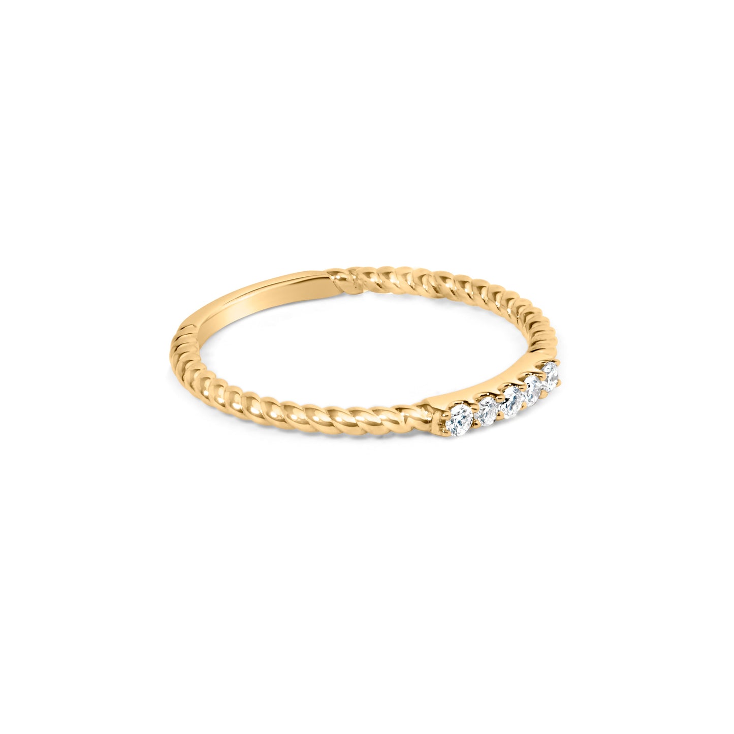 10K Yellow Gold 1/10 Cttw Diamond 5 Stone Braided Shank Band Ring (I-J Color, I2-I3 Clarity)- Ring Size 6 Bids.com