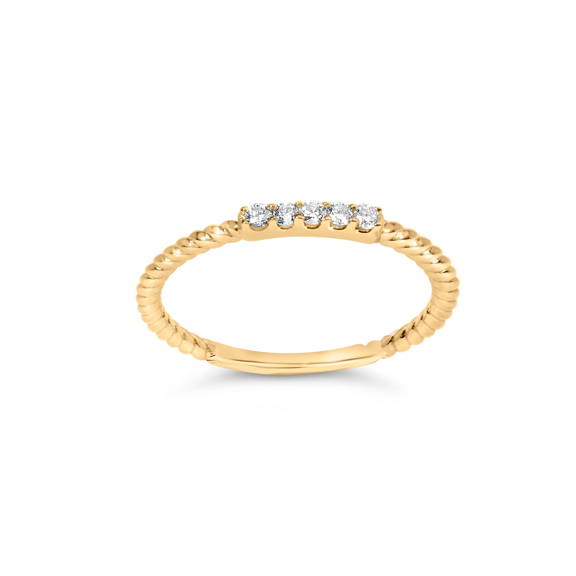 10K Yellow Gold 1/10 Cttw Diamond 5 Stone Braided Shank Band Ring (I-J Color, I2-I3 Clarity)- Ring Size 6 Bids.com