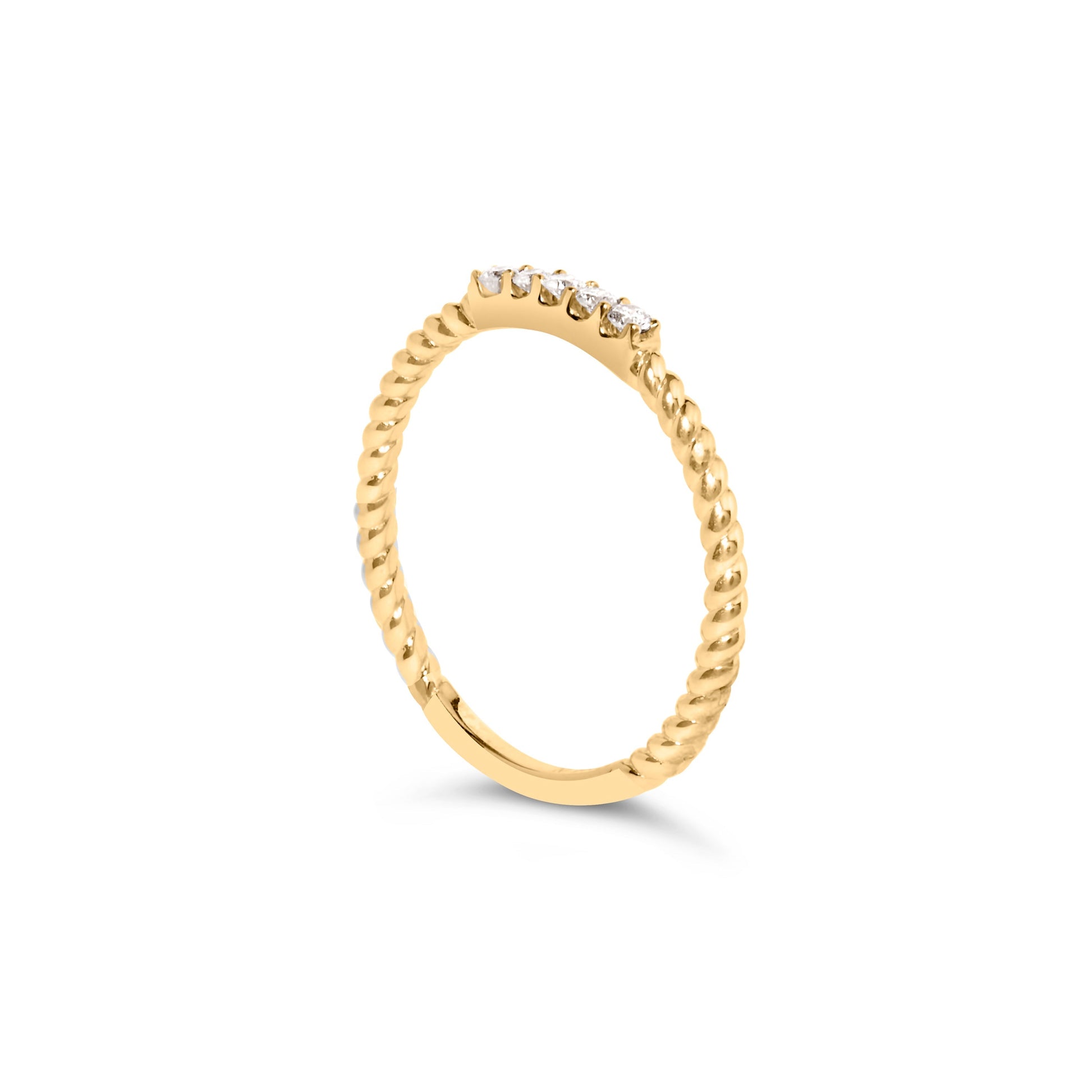 10K Yellow Gold 1/10 Cttw Diamond 5 Stone Braided Shank Band Ring (I-J Color, I2-I3 Clarity)- Ring Size 6 Bids.com