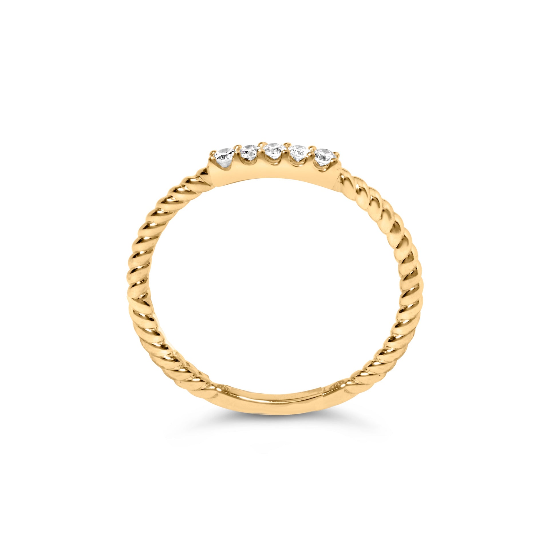10K Yellow Gold 1/10 Cttw Diamond 5 Stone Braided Shank Band Ring (I-J Color, I2-I3 Clarity)- Ring Size 6 Bids.com