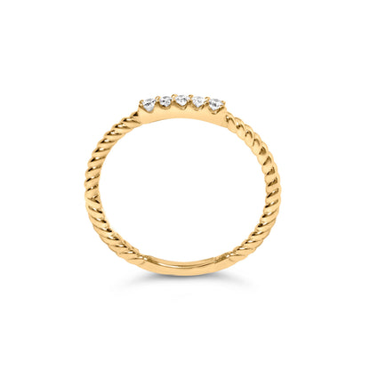 10K Yellow Gold 1/10 Cttw Diamond 5 Stone Braided Shank Band Ring (I-J Color, I2-I3 Clarity)- Ring Size 6 Bids.com