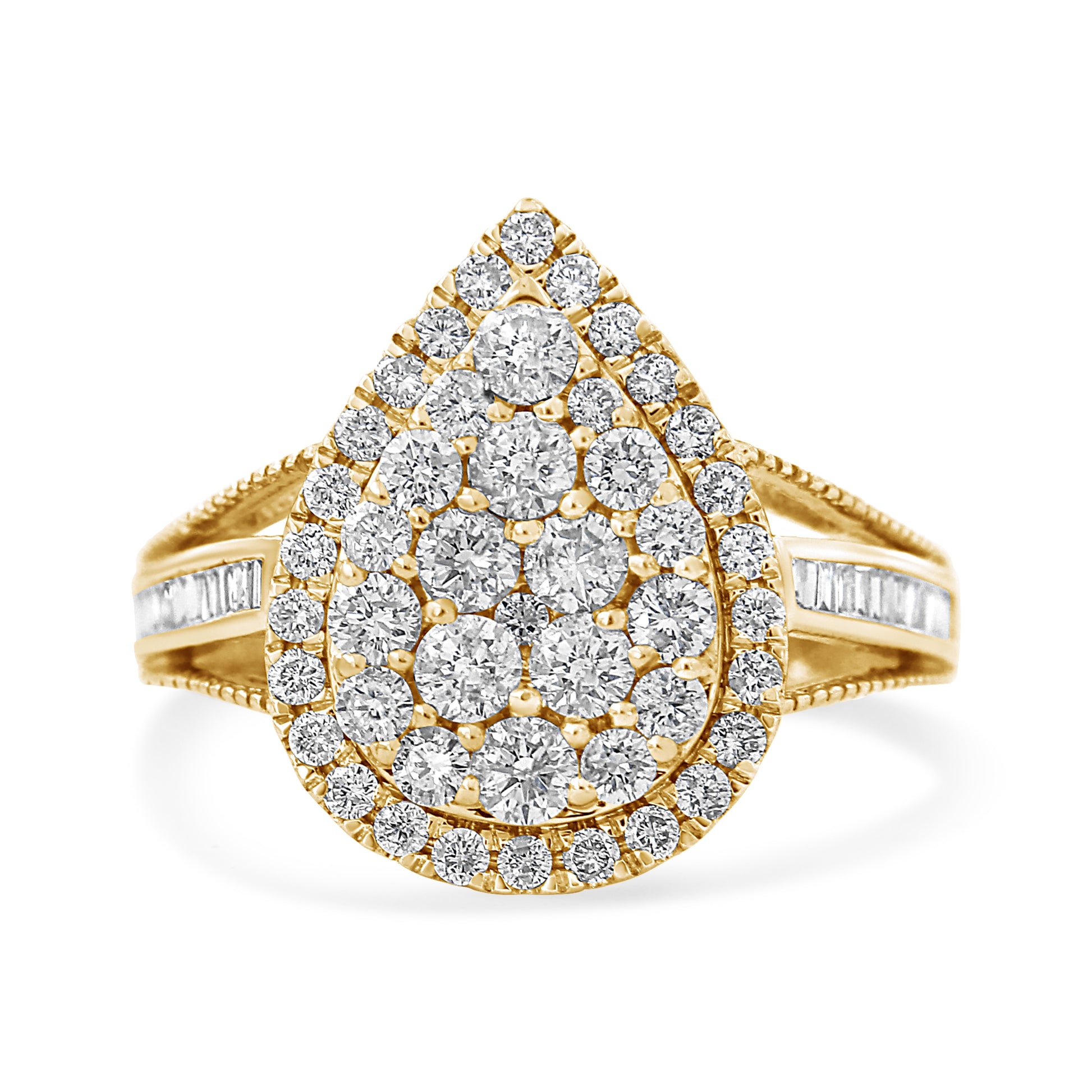 10K Yellow Gold Plated .925 Sterling Silver 1 1/2 Cttw Round-Cut Diamond Cocktail Ring (I-J Color, I1-I2 Clarity) - Size 7 Bids.com