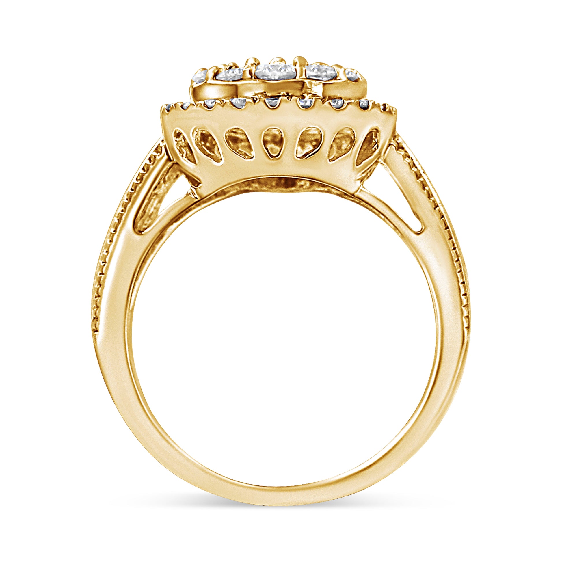 10K Yellow Gold Plated .925 Sterling Silver 1 1/2 Cttw Round-Cut Diamond Cocktail Ring (I-J Color, I1-I2 Clarity) - Size 7 Bids.com