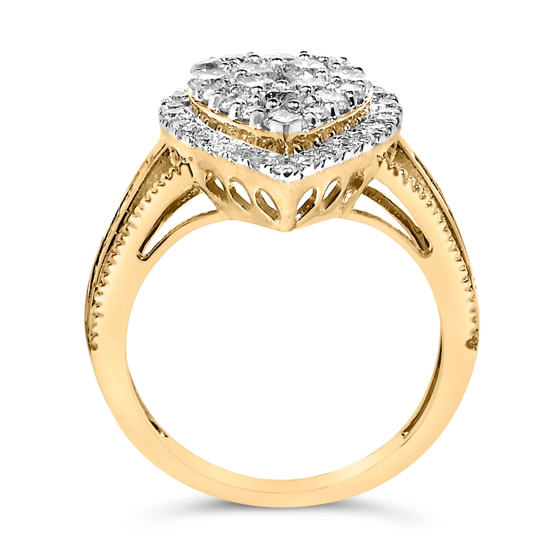 10K Yellow Gold Plated .925 Sterling Silver 1 1/2 Cttw Round-Cut Diamond Cocktail Ring (I-J Color, I1-I2 Clarity) - Size 7 Bids.com