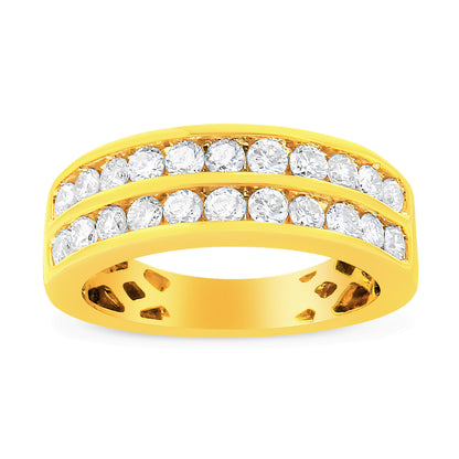 10K Yellow Gold Two-Row Diamond Band Ring (1 Cttw, J-K Color, I1-I2 Clarity) - Size 6 Bids.com