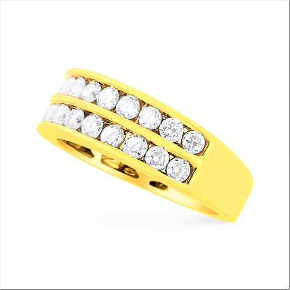 10K Yellow Gold Two-Row Diamond Band Ring (1 Cttw, J-K Color, I1-I2 Clarity) - Size 6 Bids.com