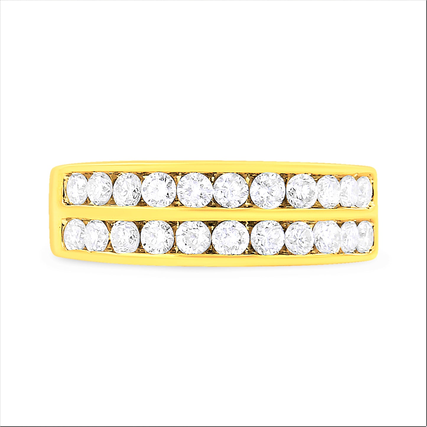 10K Yellow Gold Two-Row Diamond Band Ring (1 Cttw, J-K Color, I1-I2 Clarity) - Size 6 Bids.com