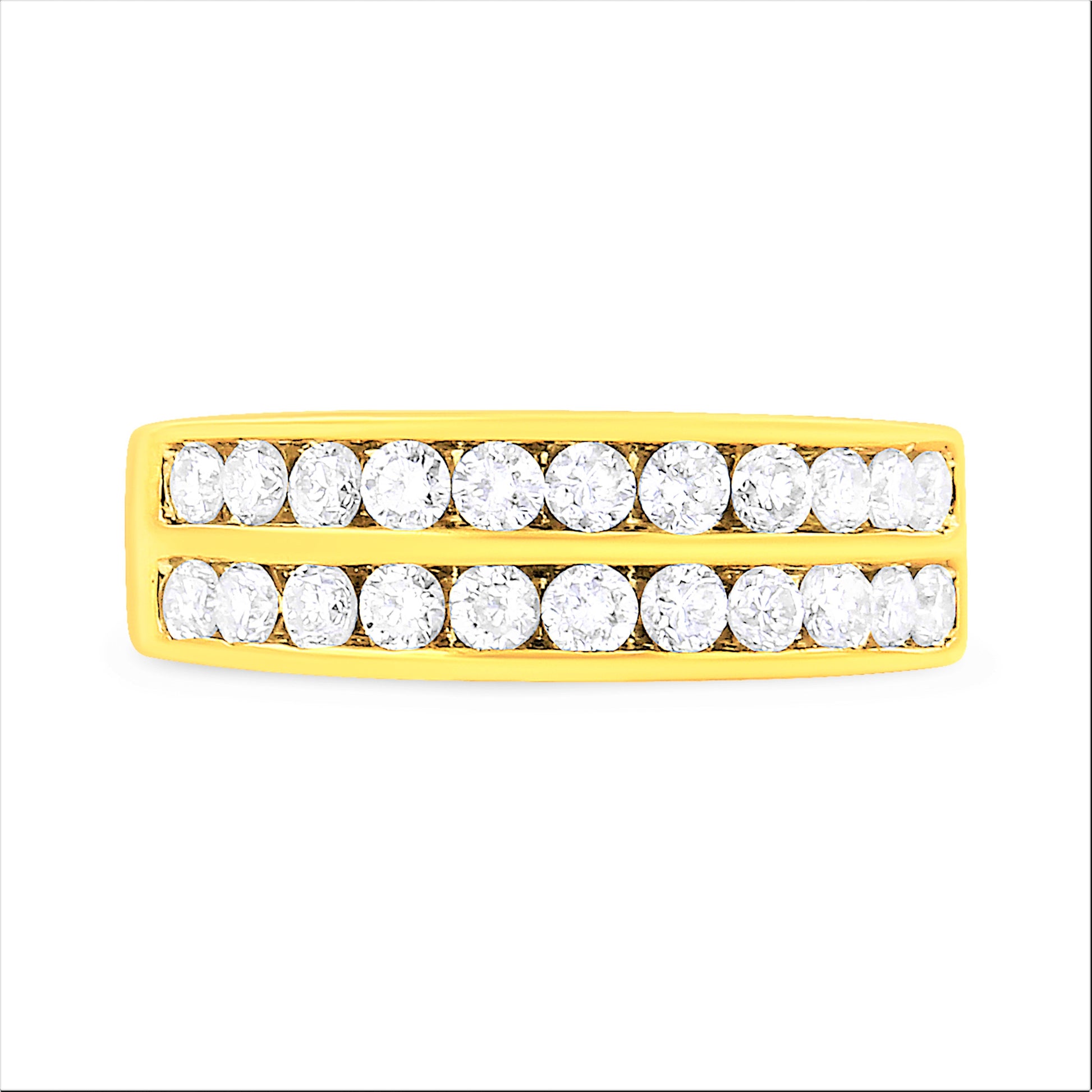 10K Yellow Gold Two-Row Diamond Band Ring (1 Cttw, J-K Color, I1-I2 Clarity) - Size 6 Bids.com