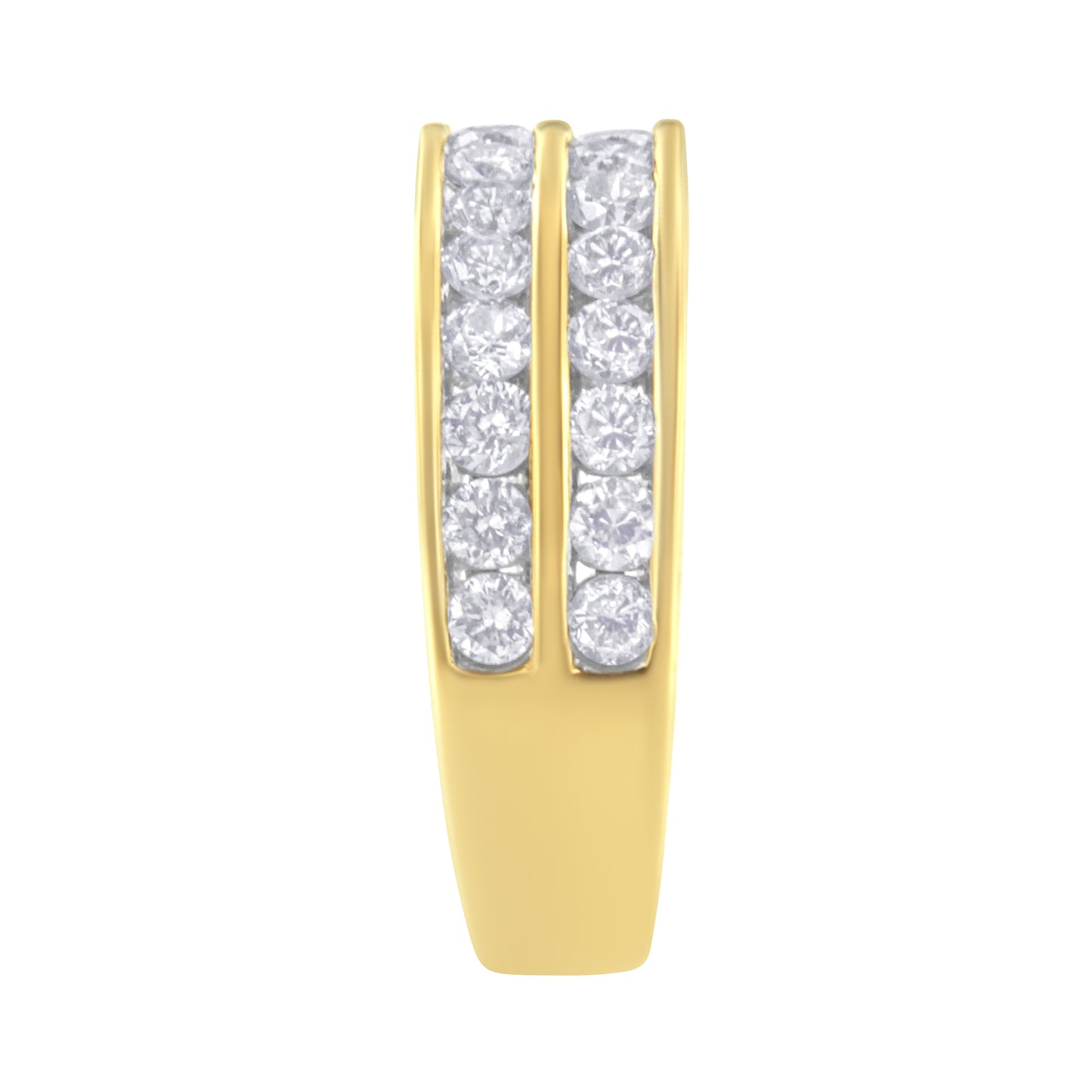 10K Yellow Gold Two-Row Diamond Band Ring (1 Cttw, J-K Color, I1-I2 Clarity) - Size 6 Bids.com