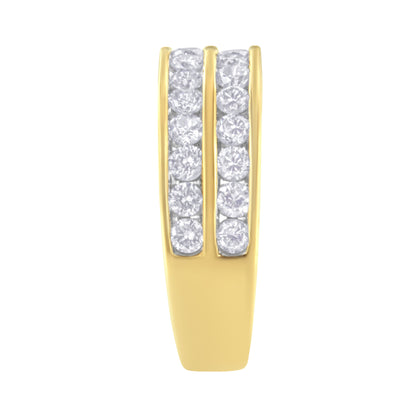 10K Yellow Gold Two-Row Diamond Band Ring (1 Cttw, J-K Color, I1-I2 Clarity) - Size 6 Bids.com