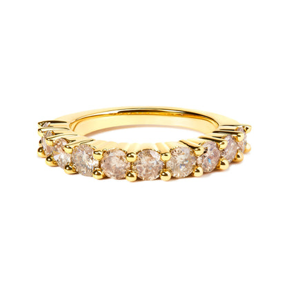 14K Yellow Gold Plated .925 Sterling Silver 2.0 Cttw Round Brilliant Cut Diamond 10 Stone Anniversary Band Ring (J-K Color, I1-I2 Clarity) - Size 7 Bids.com
