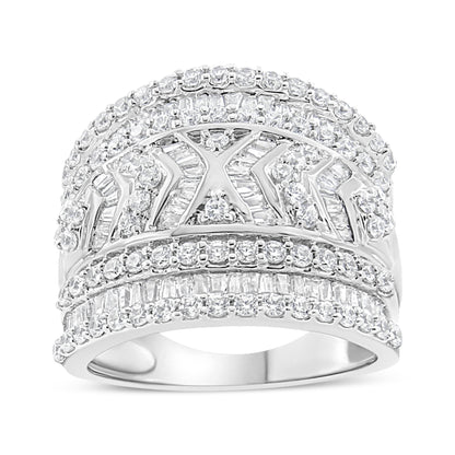 .925 Sterling Silver 2.0 Cttw Diamond Edge Multi-Row Ring Band ( J-K Color, I3 Clarity) - Ring Size 7 Bids.com