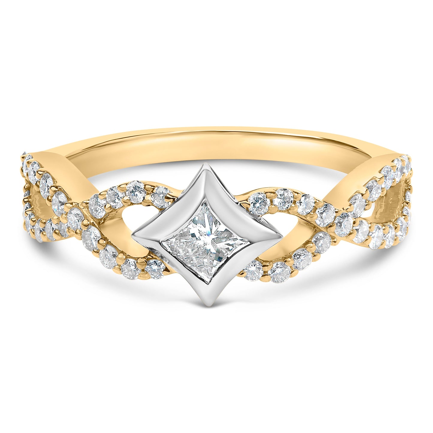 10K Two Tone Color 5/8 Cttw Diamond Kite and Twist Shank Ring (H-I Color,SI2-I1 Clarity) Bids.com