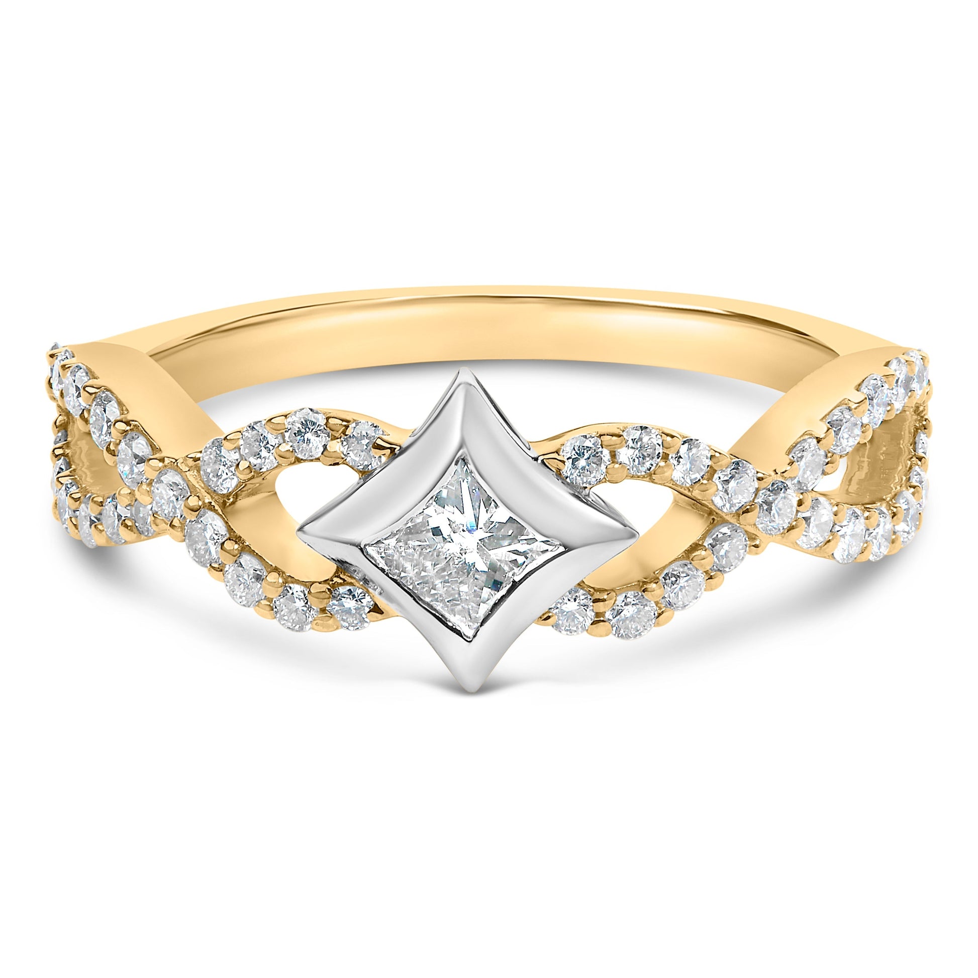 10K Two Tone Color 5/8 Cttw Diamond Kite and Twist Shank Ring (H-I Color,SI2-I1 Clarity) Bids.com