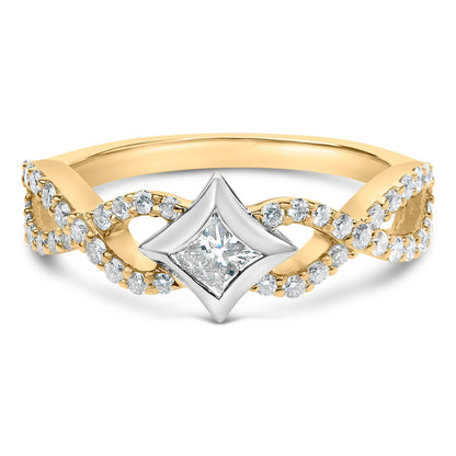 10K Two Tone Color 5/8 Cttw Diamond Kite and Twist Shank Ring (H-I Color,SI2-I1 Clarity) Bids.com
