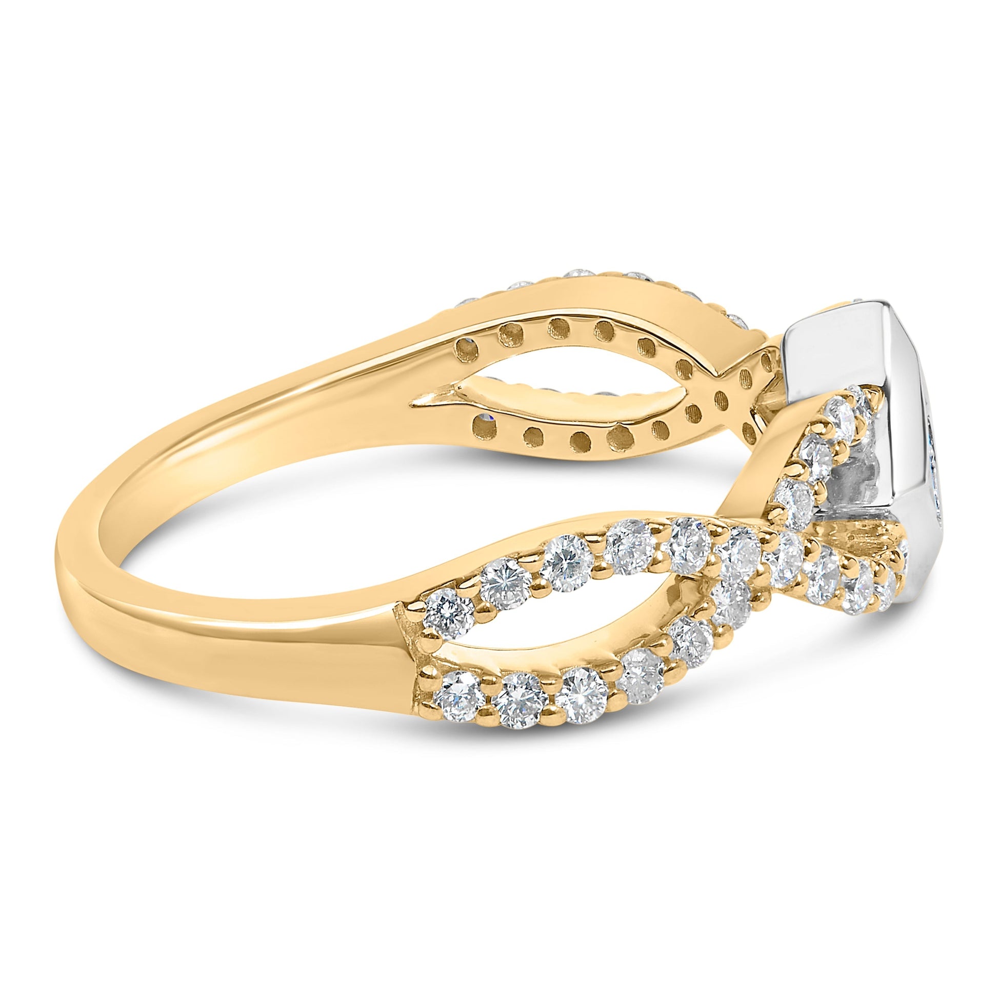 10K Two Tone Color 5/8 Cttw Diamond Kite and Twist Shank Ring (H-I Color,SI2-I1 Clarity) Bids.com