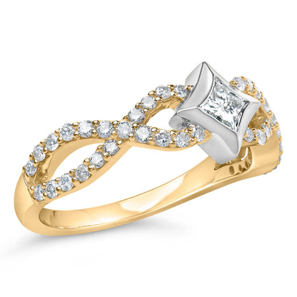 10K Two Tone Color 5/8 Cttw Diamond Kite and Twist Shank Ring (H-I Color,SI2-I1 Clarity) Bids.com