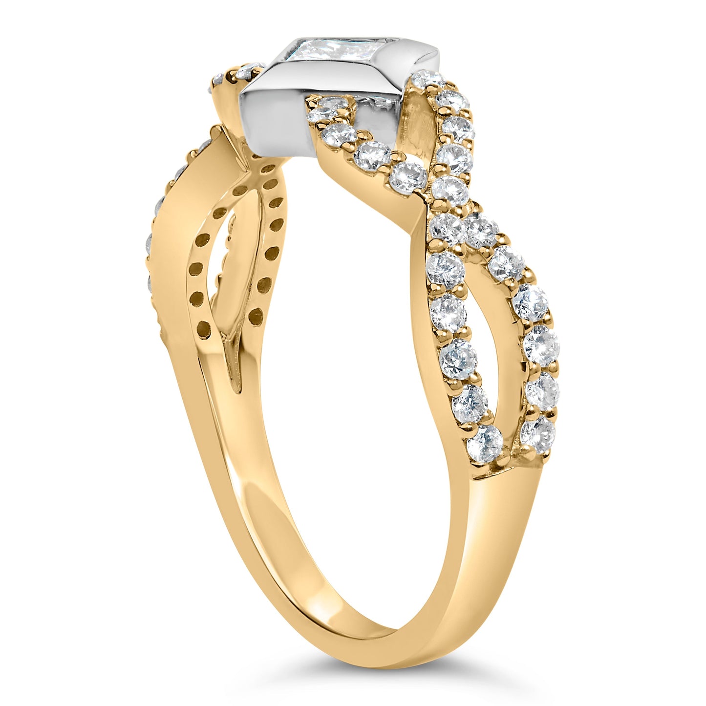 10K Two Tone Color 5/8 Cttw Diamond Kite and Twist Shank Ring (H-I Color,SI2-I1 Clarity) Bids.com