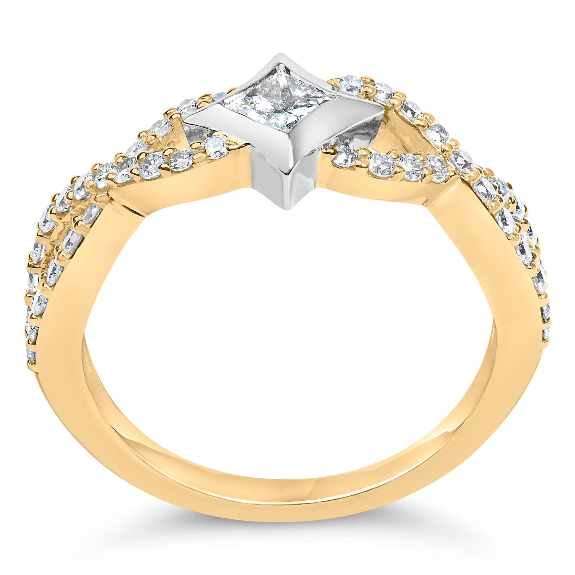 10K Two Tone Color 5/8 Cttw Diamond Kite and Twist Shank Ring (H-I Color,SI2-I1 Clarity) Bids.com