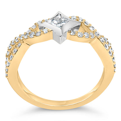 10K Two Tone Color 5/8 Cttw Diamond Kite and Twist Shank Ring (H-I Color,SI2-I1 Clarity) Bids.com