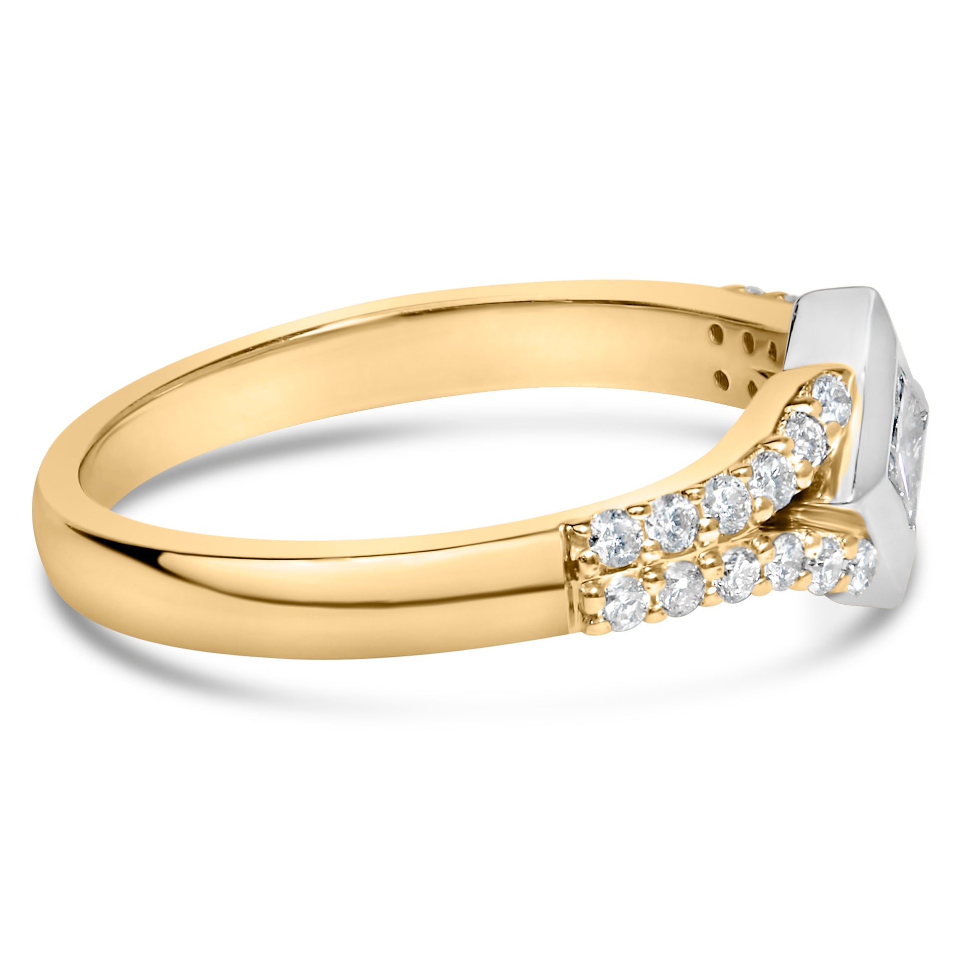 10K Two Tone Color 1/2 Cttw Diamond Kite and Split Shank Ring (H-I Color,SI2-I1 Clarity) Bids.com