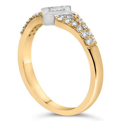 10K Two Tone Color 1/2 Cttw Diamond Kite and Split Shank Ring (H-I Color,SI2-I1 Clarity) Bids.com