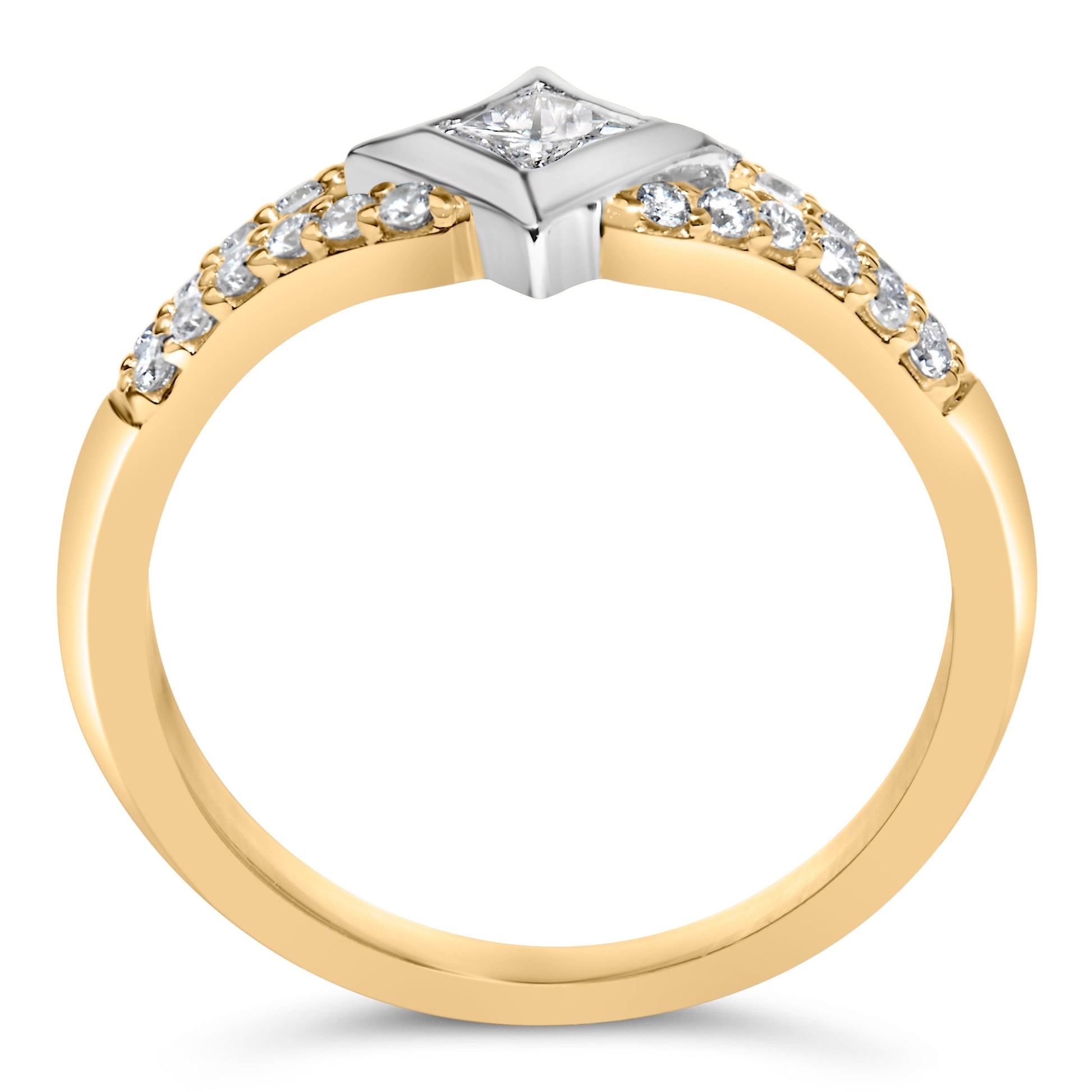 10K Two Tone Color 1/2 Cttw Diamond Kite and Split Shank Ring (H-I Color,SI2-I1 Clarity) Bids.com
