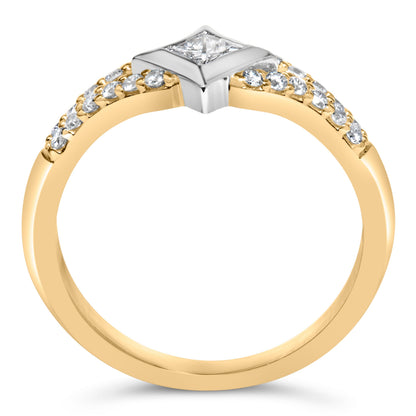 10K Two Tone Color 1/2 Cttw Diamond Kite and Split Shank Ring (H-I Color,SI2-I1 Clarity) Bids.com