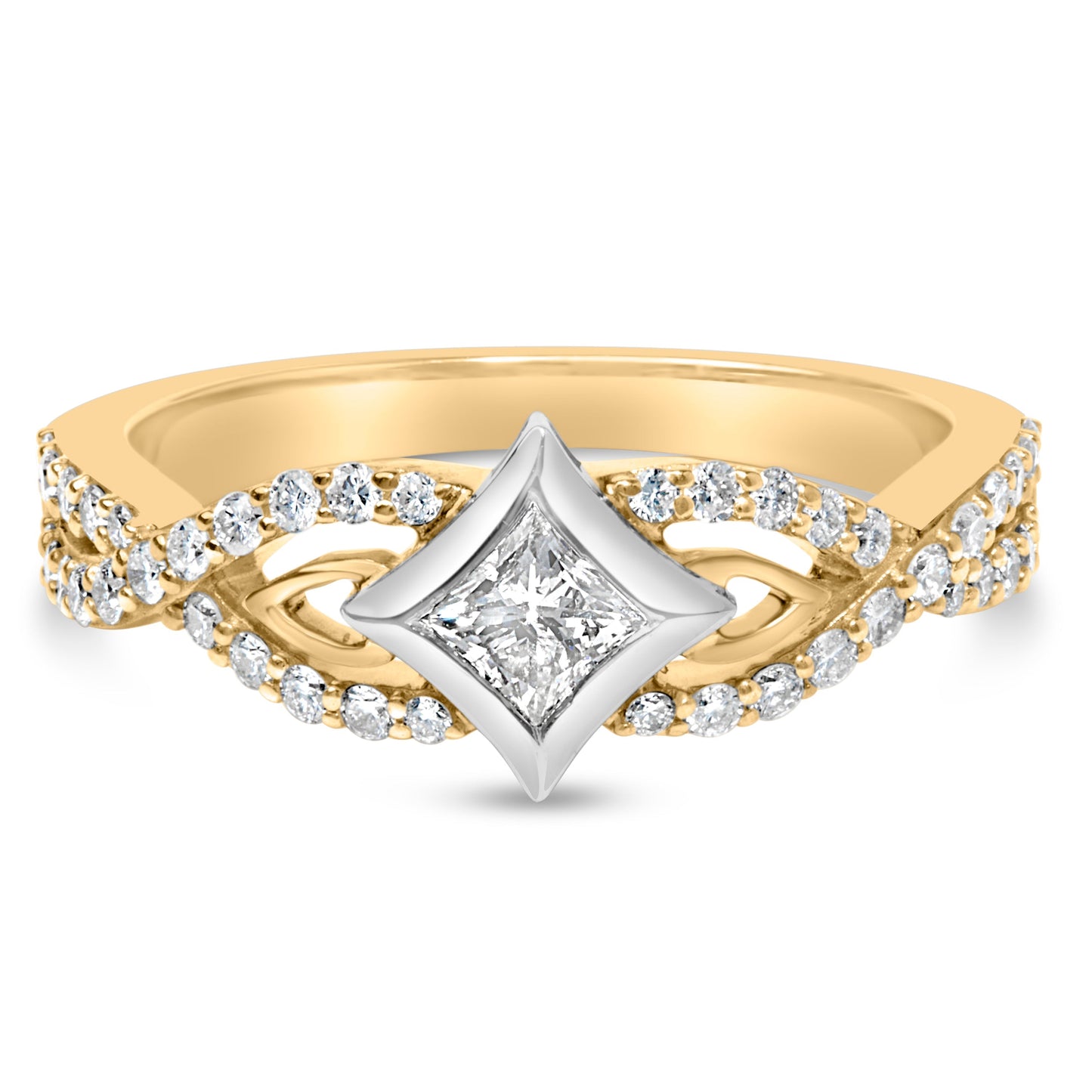 10K Two Tone Color 2/3 Cttw Diamond Kite and Twist Shank Ring (H-I Color,SI2-I1 Clarity) Bids.com