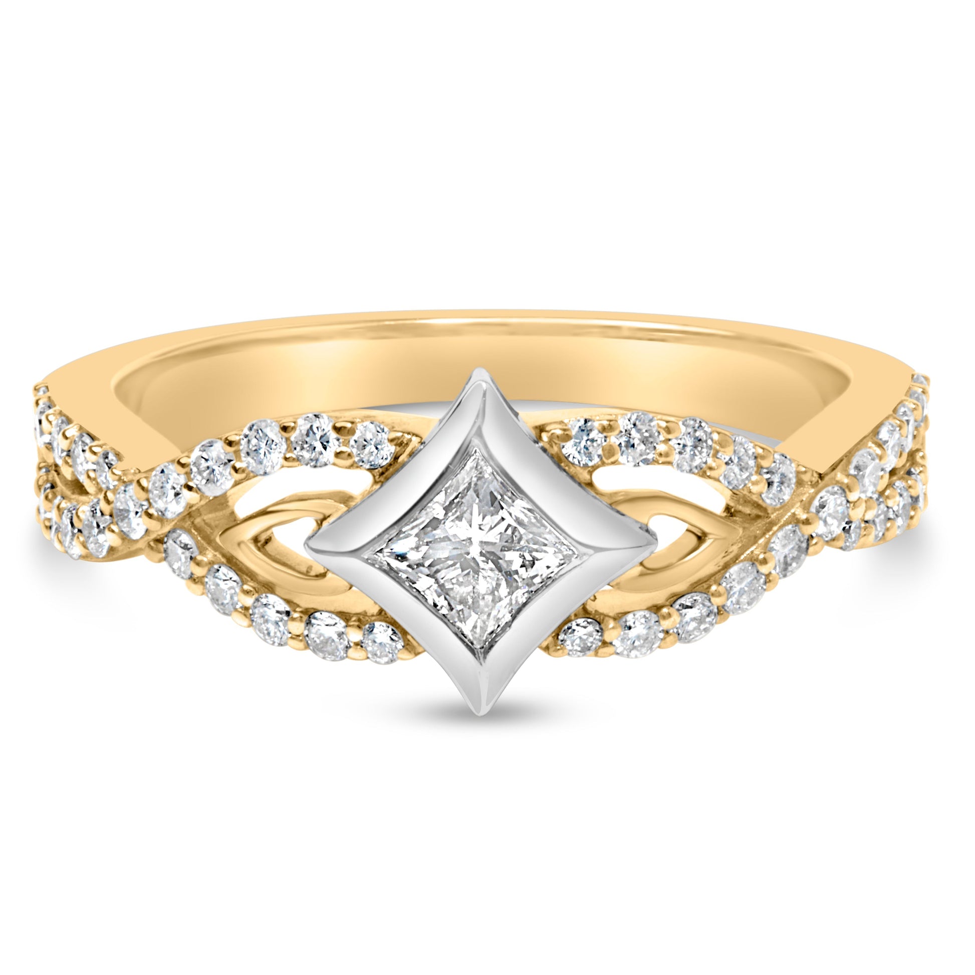 10K Two Tone Color 2/3 Cttw Diamond Kite and Twist Shank Ring (H-I Color,SI2-I1 Clarity) Bids.com
