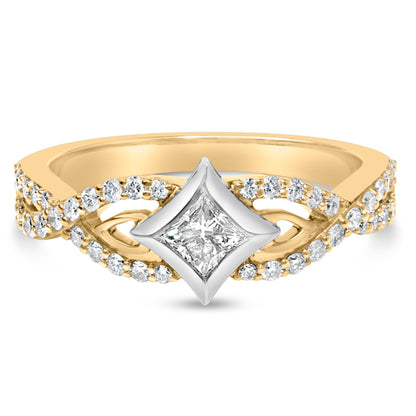 10K Two Tone Color 2/3 Cttw Diamond Kite and Twist Shank Ring (H-I Color,SI2-I1 Clarity) Bids.com