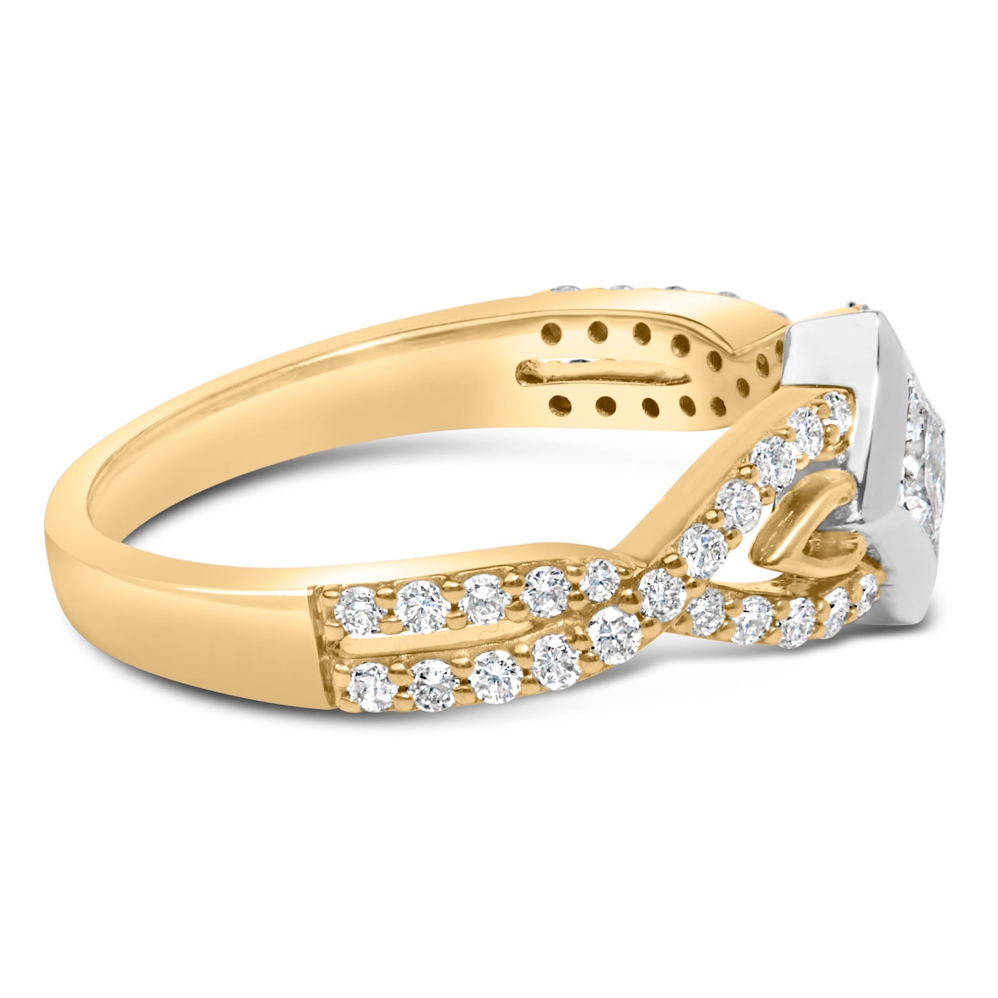 10K Two Tone Color 2/3 Cttw Diamond Kite and Twist Shank Ring (H-I Color,SI2-I1 Clarity) Bids.com