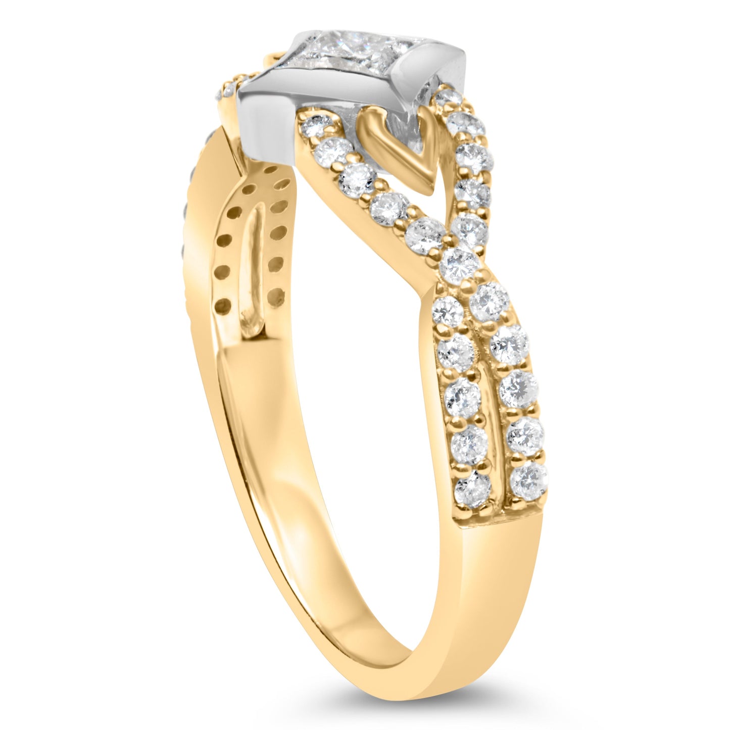 10K Two Tone Color 2/3 Cttw Diamond Kite and Twist Shank Ring (H-I Color,SI2-I1 Clarity) Bids.com