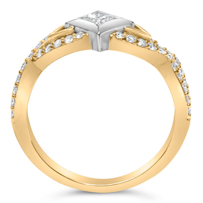 10K Two Tone Color 2/3 Cttw Diamond Kite and Twist Shank Ring (H-I Color,SI2-I1 Clarity) Bids.com