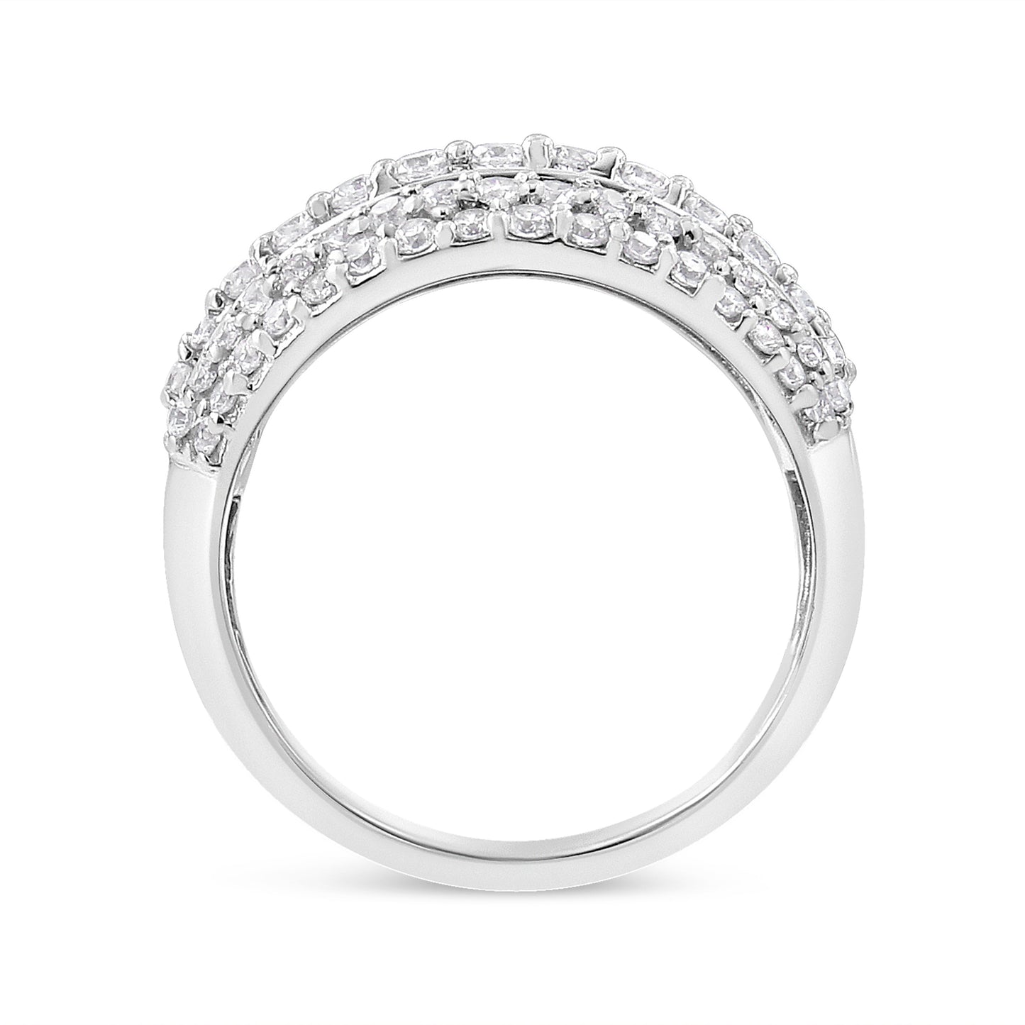 .925 Sterling Silver 2.00 Cttw Round and Baguette-Cut Diamond Cluster Ring (H-I Color, I1-I2 Clarity) - Size 7 Bids.com