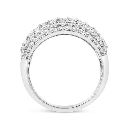.925 Sterling Silver 2.00 Cttw Round and Baguette-Cut Diamond Cluster Ring (H-I Color, I1-I2 Clarity) - Size 7 Bids.com