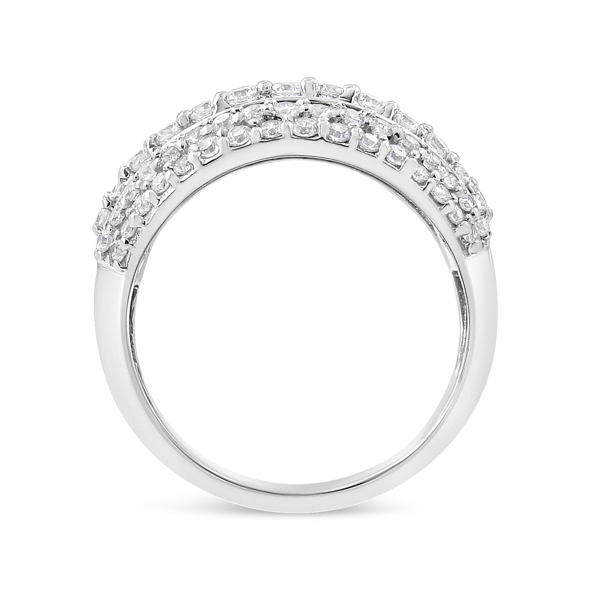 .925 Sterling Silver 2.00 Cttw Round and Baguette-Cut Diamond Cluster Ring (H-I Color, I1-I2 Clarity) - Size 7 Bids.com
