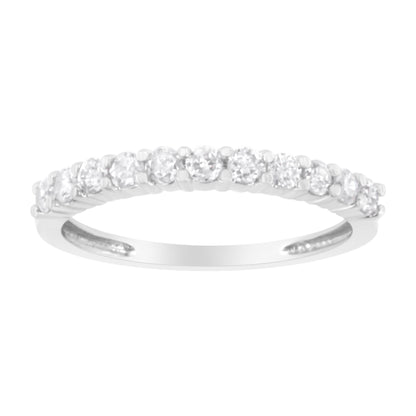 IGI Certified 1/2 Cttw Diamond 10K White Gold Prong Set Fluted Band Style Ring (I-J Color, I2-I3 Clarity) - Size 7 Bids.com