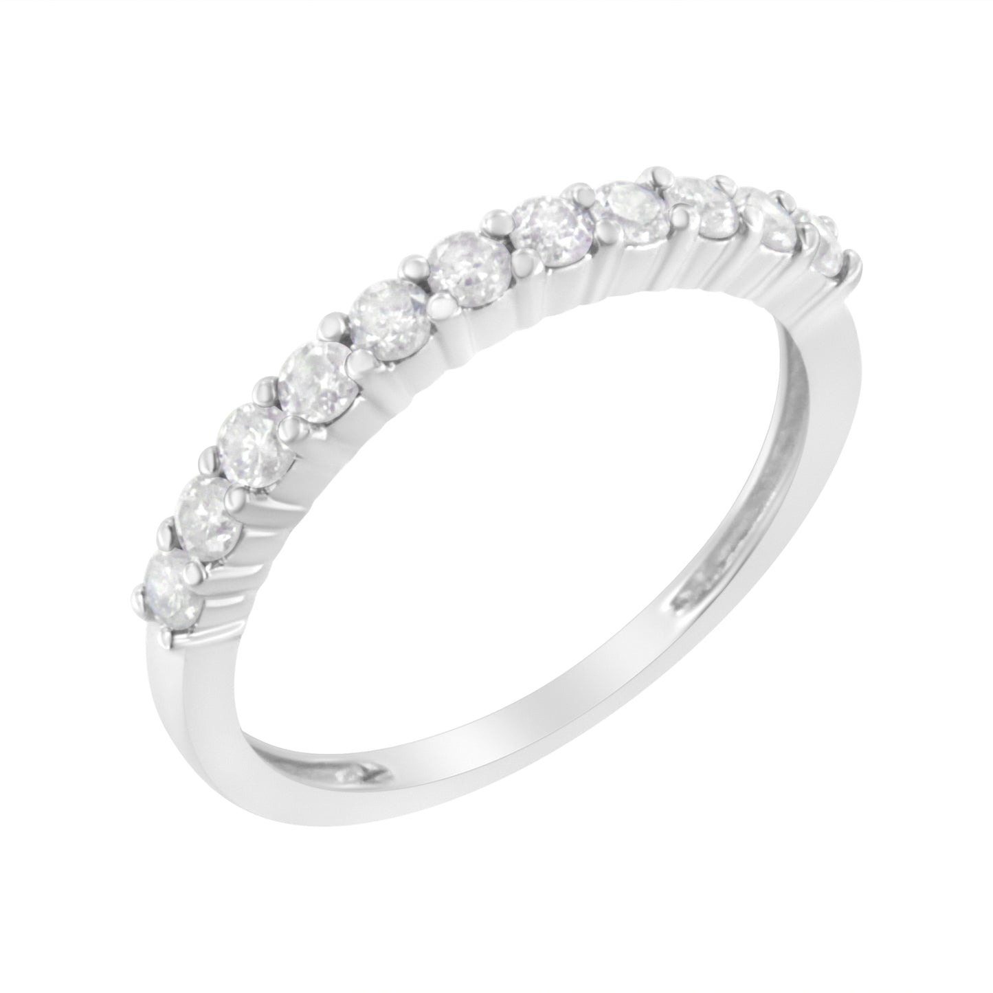 IGI Certified 1/2 Cttw Diamond 10K White Gold Prong Set Fluted Band Style Ring (I-J Color, I2-I3 Clarity) - Size 7 Bids.com