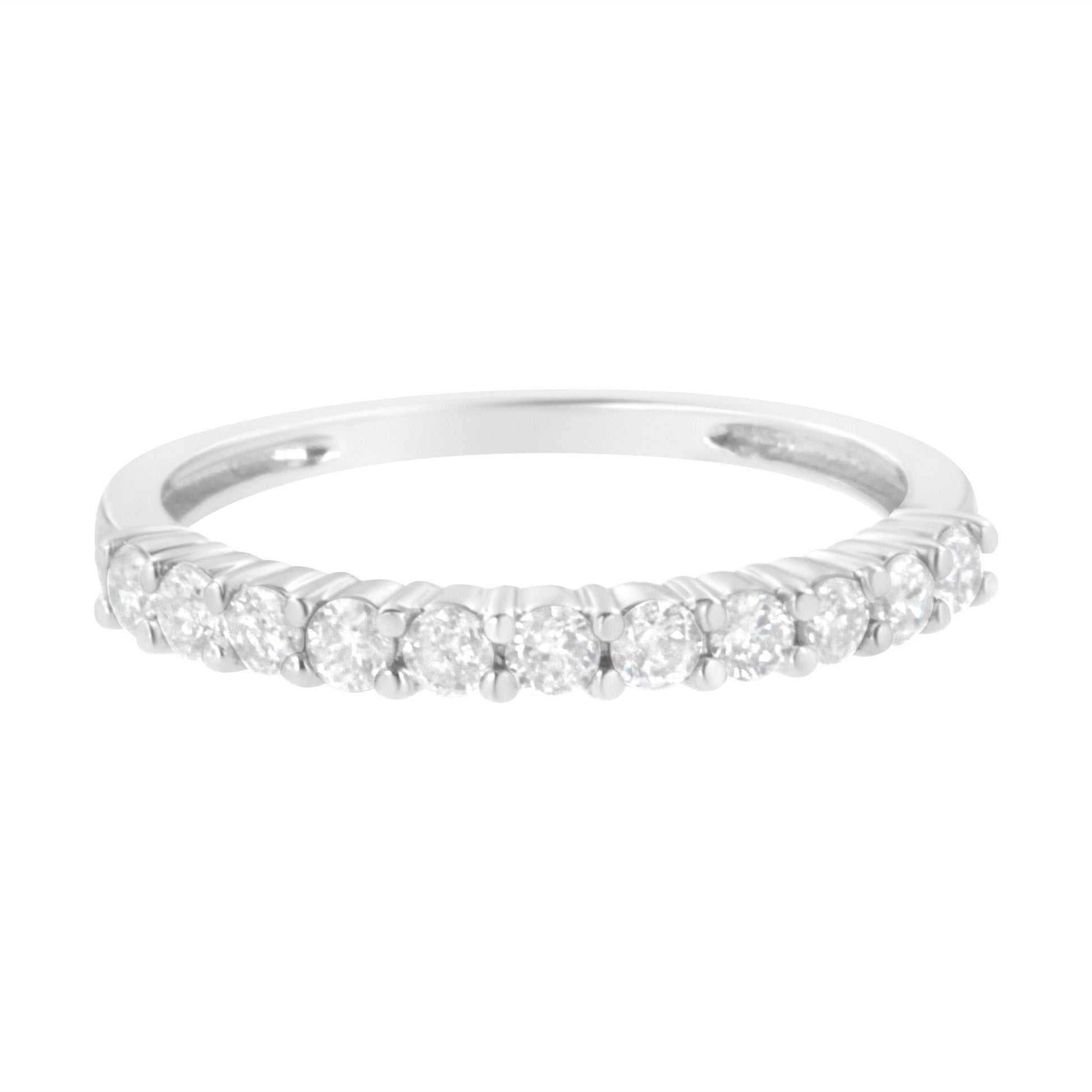 IGI Certified 1/2 Cttw Diamond 10K White Gold Prong Set Fluted Band Style Ring (I-J Color, I2-I3 Clarity) - Size 7 Bids.com