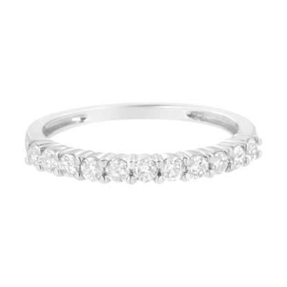 IGI Certified 1/2 Cttw Diamond 10K White Gold Prong Set Fluted Band Style Ring (I-J Color, I2-I3 Clarity) - Size 7 Bids.com