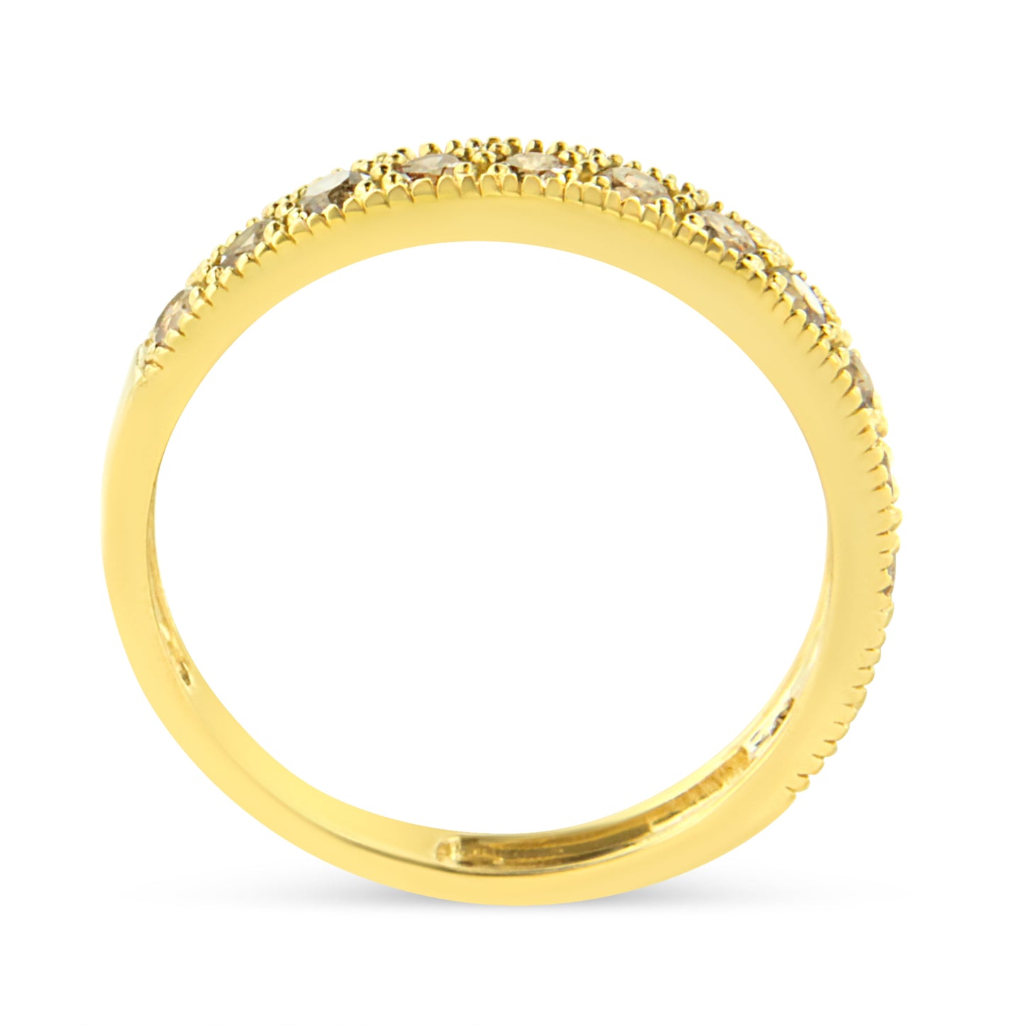 IGI Certified 1/2 Cttw Diamond 10K Yellow Gold Prong Set Beaded Milgrain Band Style Ring (J-K Color, I2-I3 Clarity) - Size 7 Bids.com