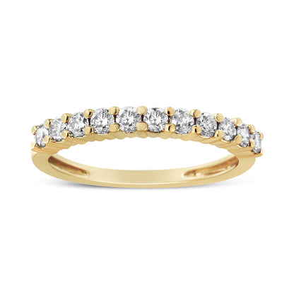 IGI Certified 1/2 Cttw Diamond 10K Yellow Gold Prong Set Fluted Band Style Wedding Ring (J-K Color, I1-I2 Clarity) - Size 7 Bids.com