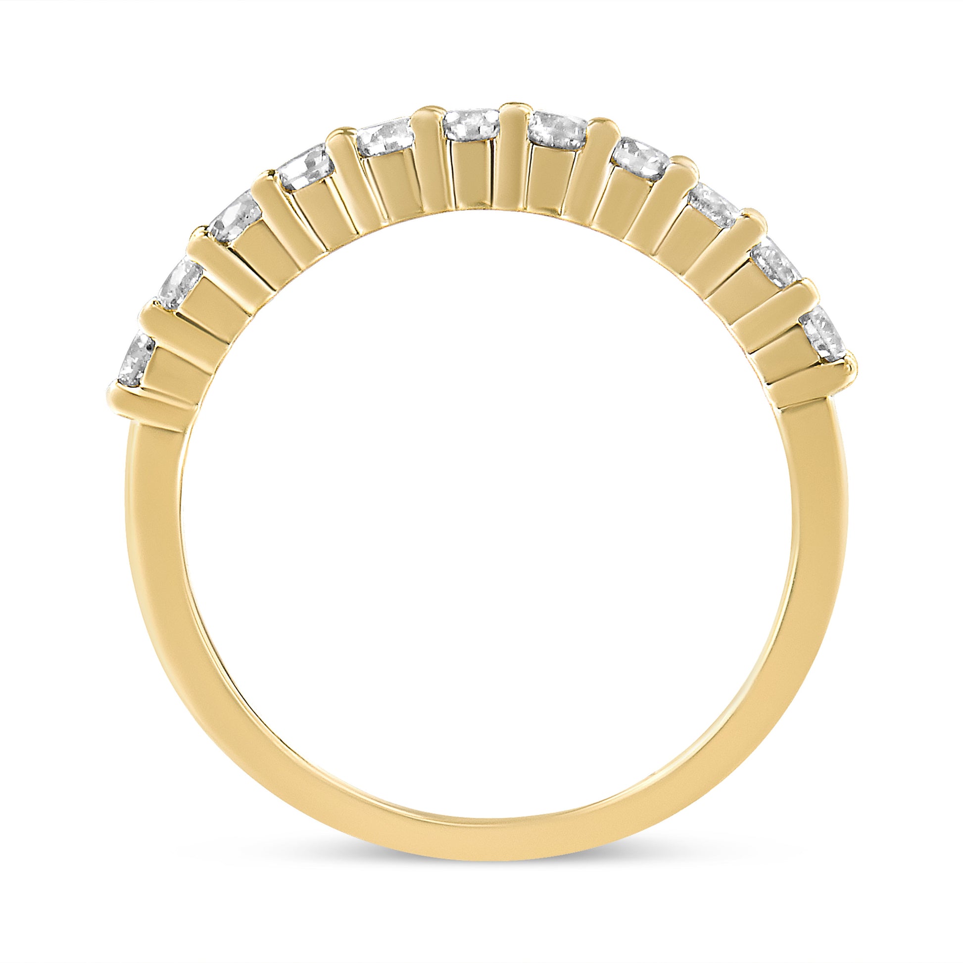 IGI Certified 1/2 Cttw Diamond 10K Yellow Gold Prong Set Fluted Band Style Wedding Ring (J-K Color, I1-I2 Clarity) - Size 7 Bids.com
