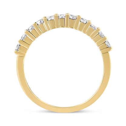IGI Certified 1/2 Cttw Diamond 10K Yellow Gold Prong Set Fluted Band Style Wedding Ring (J-K Color, I1-I2 Clarity) - Size 7 Bids.com
