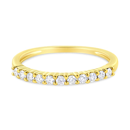 IGI Certified 1/4 Cttw Diamond 10K Yellow Gold Prong Set Fluted Band Style Ring (I-J Color, I2-I3 Clarity) - Size 7 Bids.com