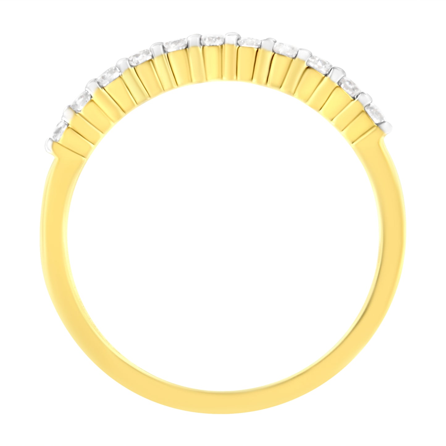 IGI Certified 1/4 Cttw Diamond 10K Yellow Gold Prong Set Fluted Band Style Ring (I-J Color, I2-I3 Clarity) - Size 7 Bids.com
