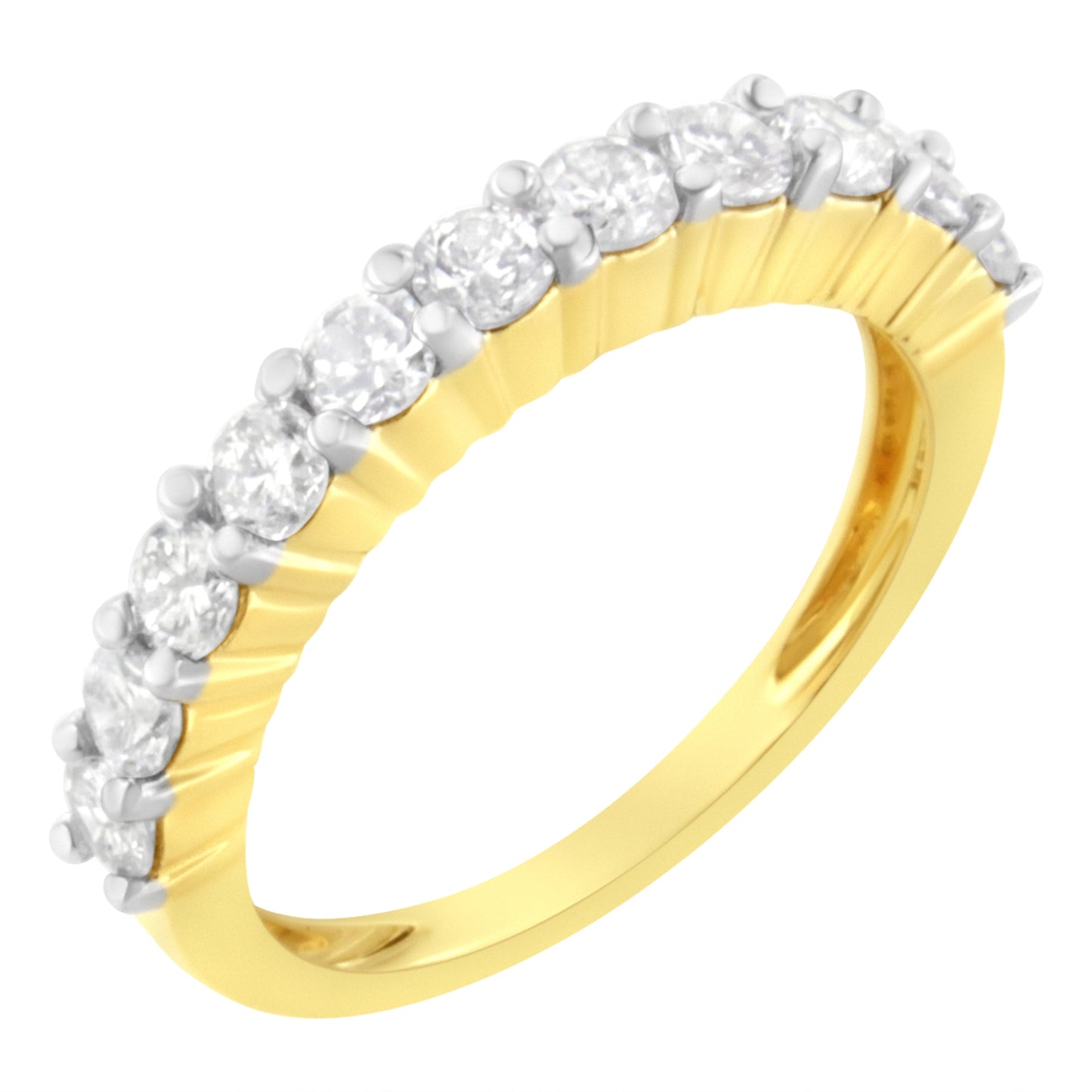 IGI Certified 1.0 Cttw Diamond 10K Yellow Gold Prong Set Fluted Band Style Wedding Ring (J-K Color, I1-I2 Clarity) - Size 7 Bids.com