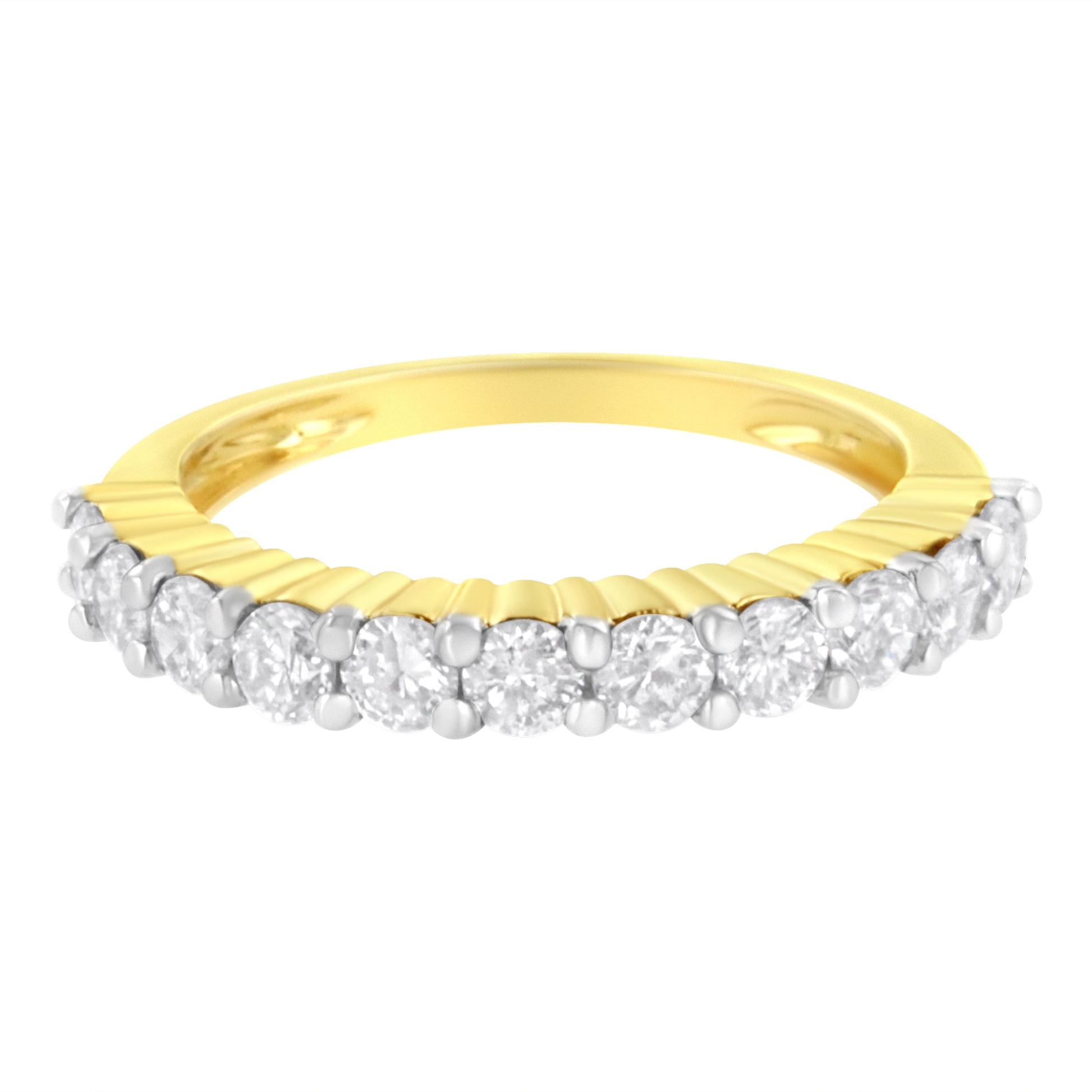 IGI Certified 1.0 Cttw Diamond 10K Yellow Gold Prong Set Fluted Band Style Wedding Ring (J-K Color, I1-I2 Clarity) - Size 7 Bids.com